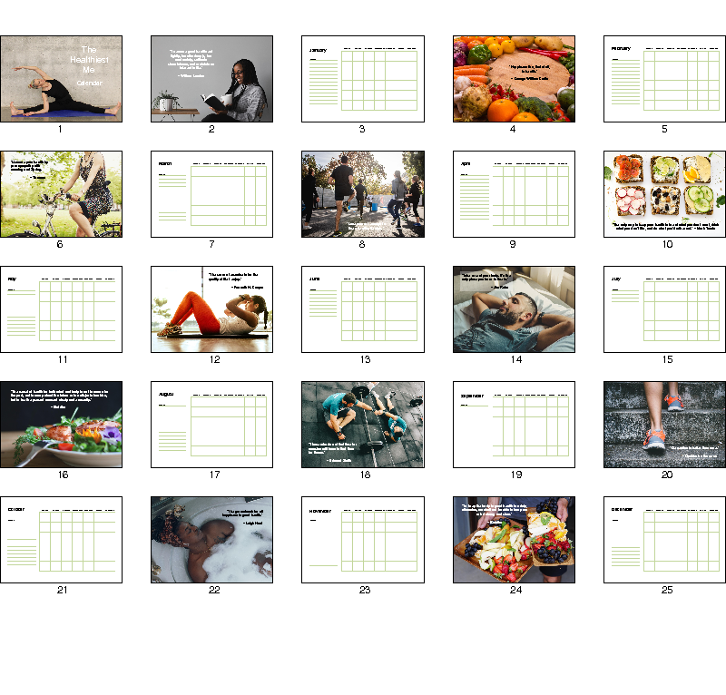 Printable The Healthiest Me Any Year Calendar