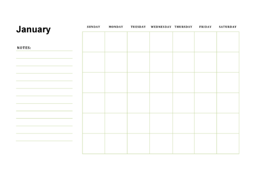 The Healthiest Me January Page Any Year Calendar